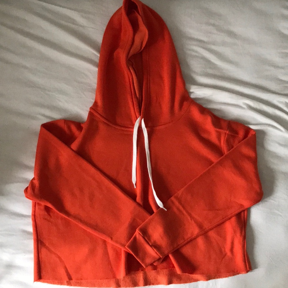 A fleece cropped hoodie bright tangerine orange